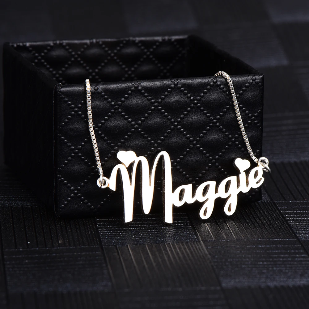 

WindJune Silver Personalized Name Necklace For Women 925 Silver Engagement Necklace & Pendant Customized Nameplated Jewelry