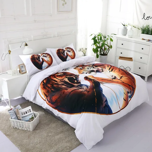 luxury tiger bedding set white modern bedding set double bohemian bed linen duvet cover pillowcase full - Modern Bedding Sets luxury tiger bedding set white modern bedding set double bohemian bed linen duvet cover pillowcase full - Modern Bedding Sets