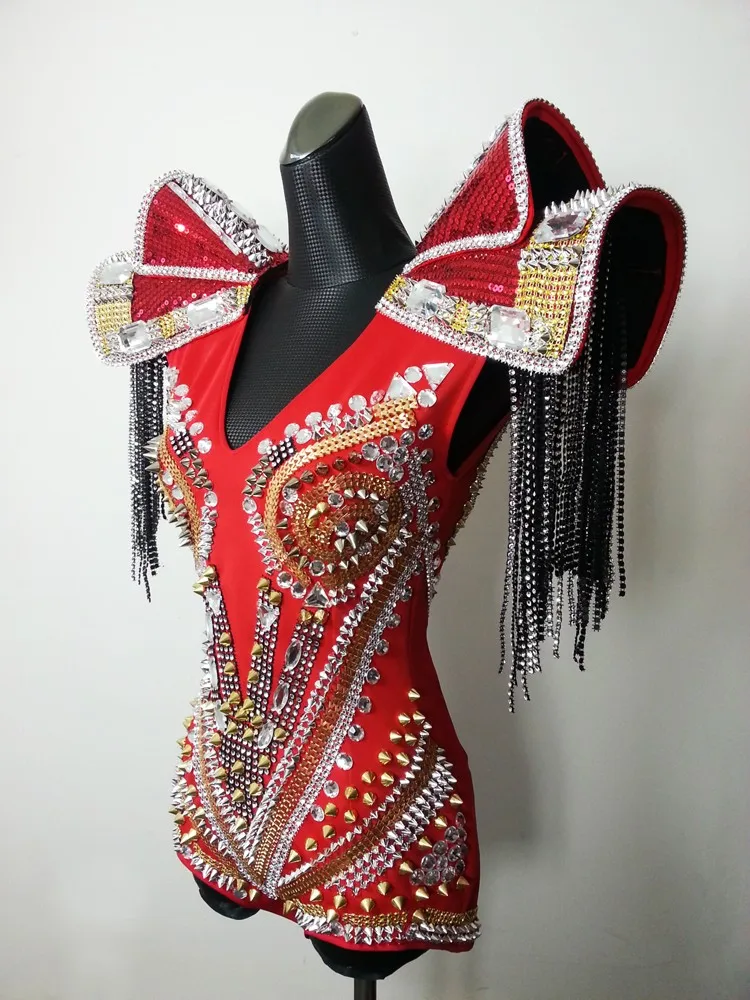 Feminina танцевальные костюмы для шоу Мода звезда женский певец Dj костюм Ds заклепки один комплект высокого качества индивидуальные