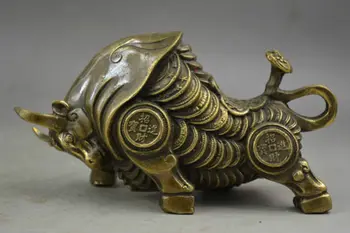 

Handwork Copper Carve Whole Body C0in Rare Wealth Big Lifelike Bullfight Statue Garden Decoration 100% real Brass BRASS