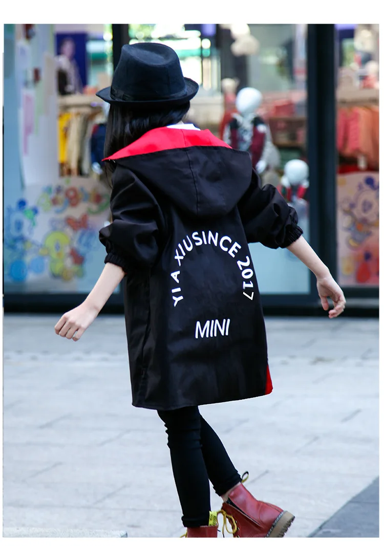 Jaquetas para a Menina com Capuz Jaqueta de Outono Blusão para Meninas Dois Lados Usar Fina Crianças Trench Coat Outwear Roupas Infantis Mod. 254931 9 com capuz fina jaqueta de outono crianças