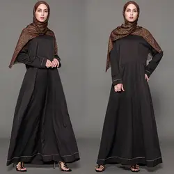 Печатные мусульманские длинное Повседневное платье Плюс Размеры Для женщин Кафтан джилбаба Исламская длинный рукав, мусульманский Абаи