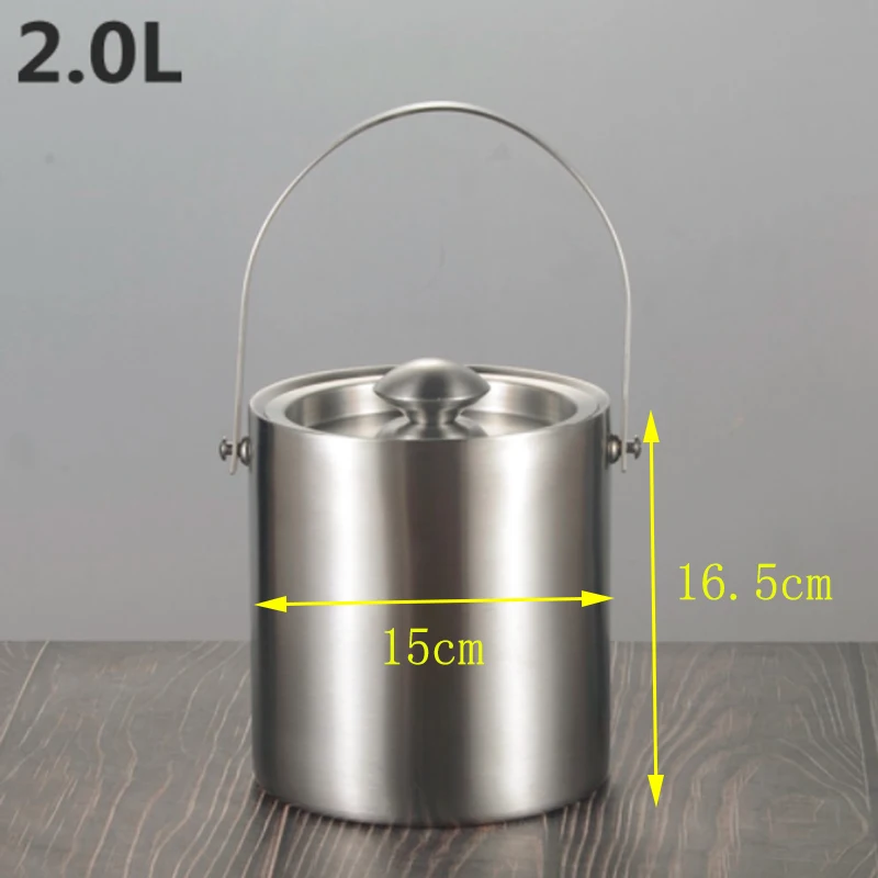 Large 2L/3L Insulated Double Walled Stainless Steel Ice Bucket With Lid For Party Bar KTV Ice Wine