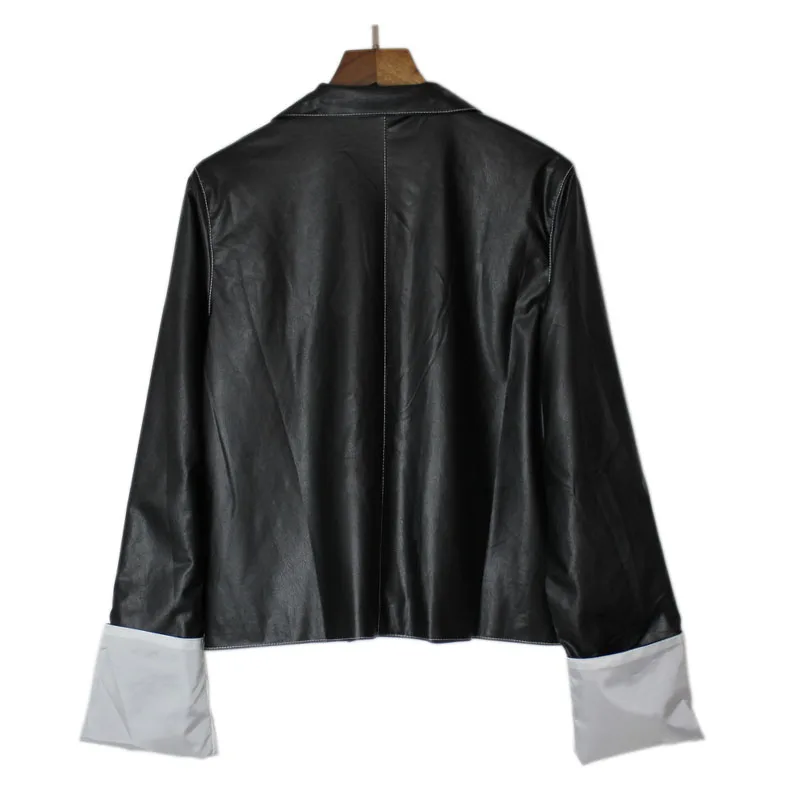 Autumn Leather Jacket Women Casual Long Sleeve Button Casual Basic jackets 2018 Fashion PU Leather Bomber Coat Femininas
