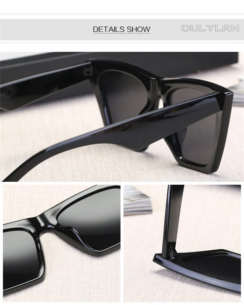 Oulylan, кошачий глаз, женские солнцезащитные очки, плоский верх, фирменный дизайн, Ретро стиль, солнцезащитные очки, мужские, модные очки, женские очки, UV400