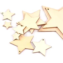 20-100mm um buracos mistura estrela padrão de madeira decorações de natal para casa ornamento diy artesanato de madeira para a festa de natal m2191