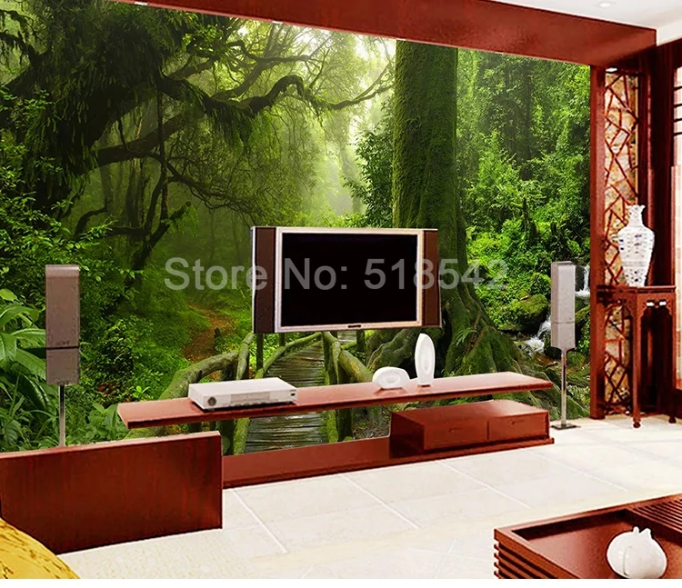 Custom 3D Wallpaper Green Big Tree Nature Landscape Forest Photo Mural Wall Paper For Bedroom Living Room Sofa TV Background Art