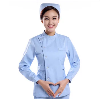

2019 Medical clothing white / Pink / Blue/ Long sleeve tops medical coat dental lab doctor uniform womenPharmacies work clothes