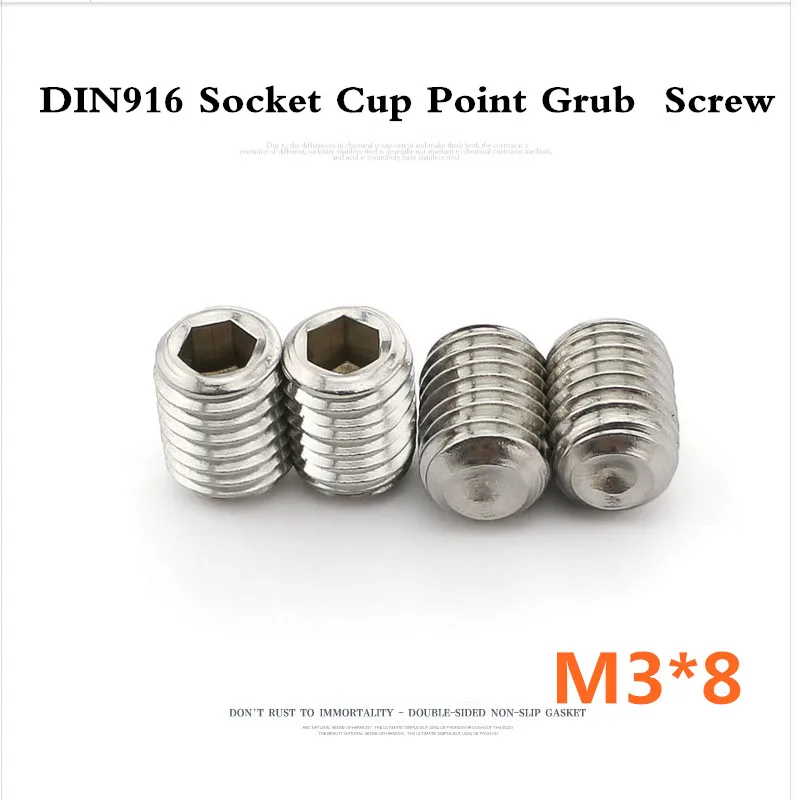 

1000pcs/lot DIN916 M3*8 Socket Cup Point Grub Screw Stainless Steel