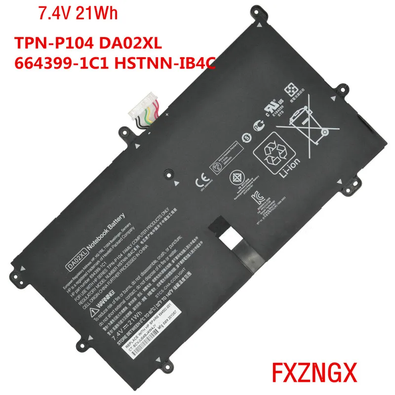 

7.4V 21WH Original DA02XL Tablet Battery for Hp TPN-P104 664399-1C1 HSTNN-IB4C 694502-001
