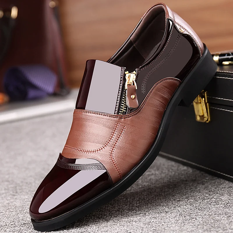 

Men's genuine leather shoes zip fashion formal shoes spring/autumn casual shoes men increase hard-wearing male shoes