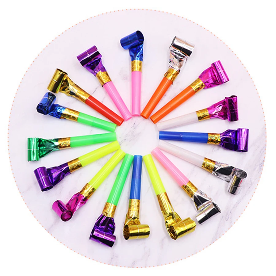 100 Pcs/Lot Blowing Dragon Funny Noise Maker Blow Roll Whistle Birthday