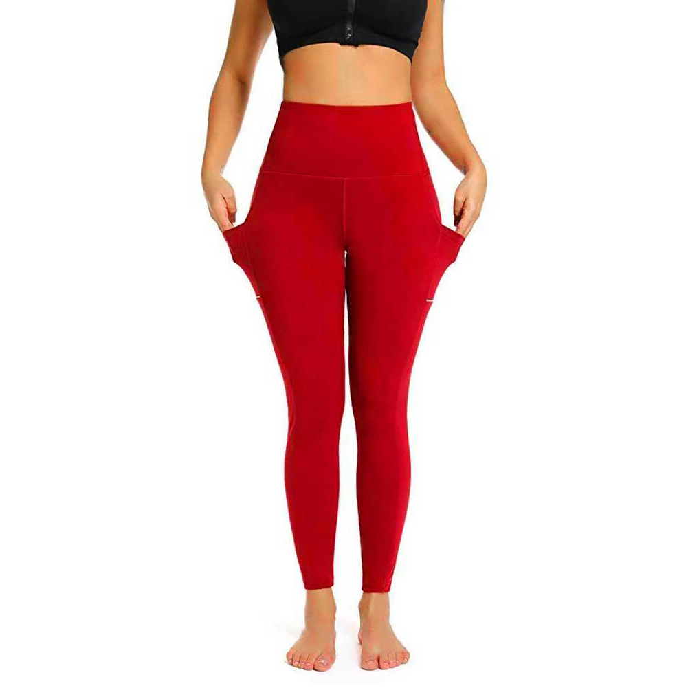 

Ankle High Waist Quick Dry Gym Women Yoga Pants Yoga Push Up Elastic UV Protection Solid Sports Fitness With Pocket