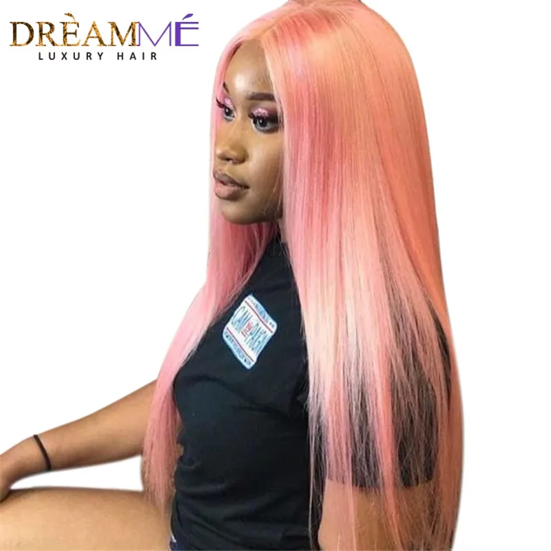 Dreamme однотонный розовый Ombre бразильский прямые натуральные волосы ткань Комплект s Реми персиковый R волос 1 Комплект