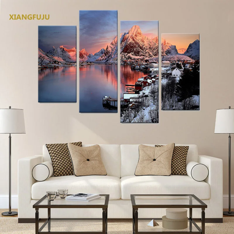 4pcs/set Waterproof Multi Picture Combination Hanging Unframed Canvas