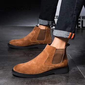 

Men's Vulcanize Shoes khaki high top casual fashion cool solid color men winter shoes classical lace up 2019 winter high quality