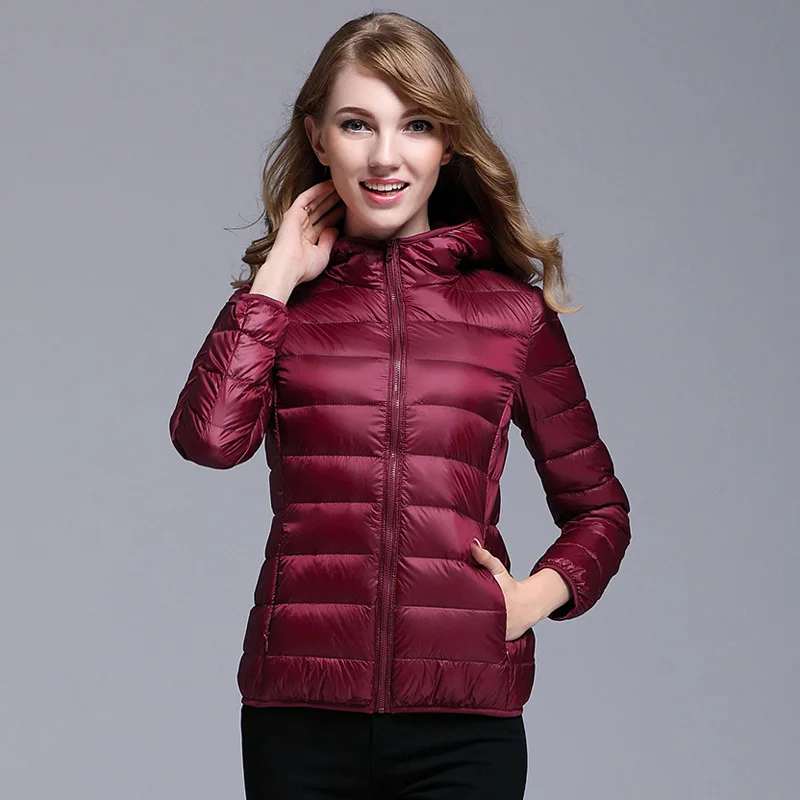  2018 New Women's Long Sleeve Hooded Down Coats Warm Ladies Down Jackets Slim Warm and Comfortable S