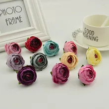 4 см 100 шт небольшой чайный бутон Искусственные цветы дешевые шелковые розы головы дома Свадебные украшения diy ВЕНОК аксессуары конфеты подарочная коробка