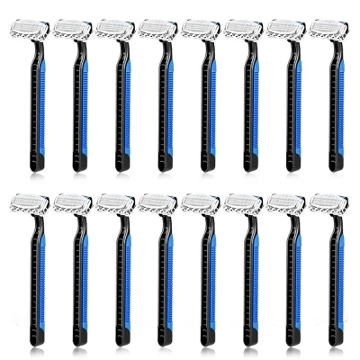 Best Chance of  16pcs Disposable Razors Men Hotel Three-layer Blade Manual Shavers Hair Removal Men'S Safe Face Car