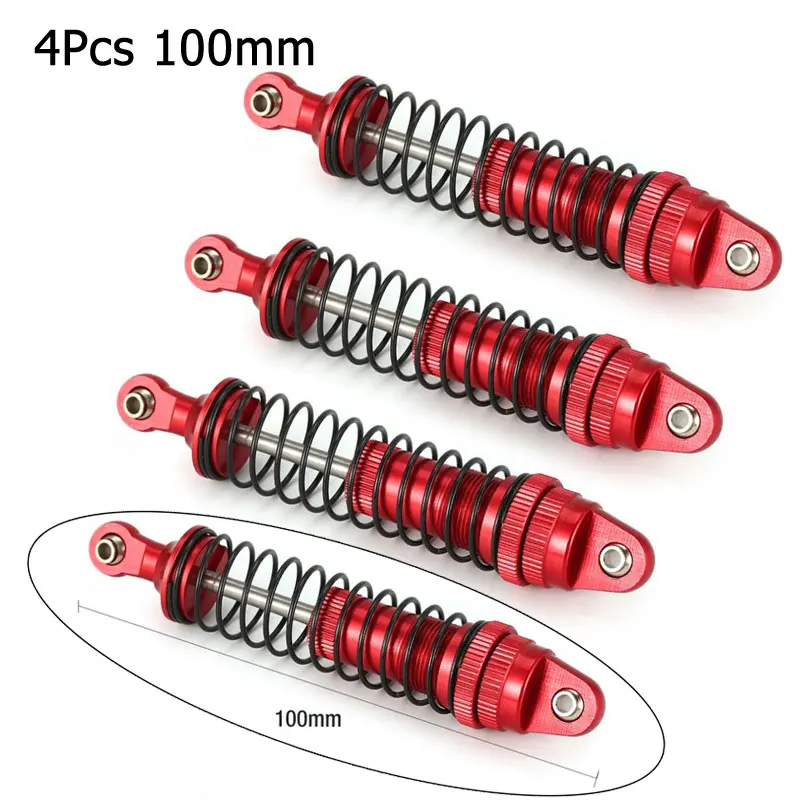 4 шт. 100 мм 110 мм амортизатор подвески для 1/10 1/12 RC автомобиль гусеничный Traxxas HSP Redcat RC4WD Tamiya Axial SCX10 D90 - Цвет: 4Pcs 100mm Red