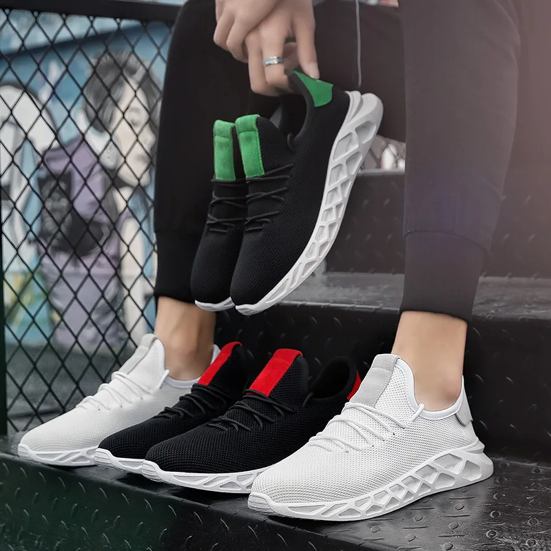 

men sneakers 2019 new breathable mesh shock-absorbing running shoes outdoor light skid-proof student men's shoes size39-44