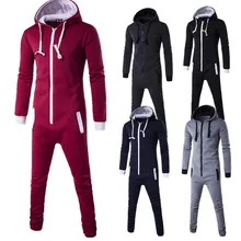 men romper sport suit one-piece tracksuit men zip hoodie sweatshirt winter warm sweatsuit joggers sporting union suit streetwear