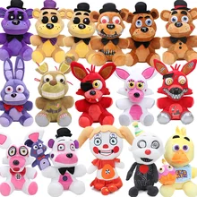 25cm fnaf freddy fazbear brinquedos de pelúcia cinco noites no freddy urso dourado pesadelo cupcake foxy balão menino palhaço recheado bonecas