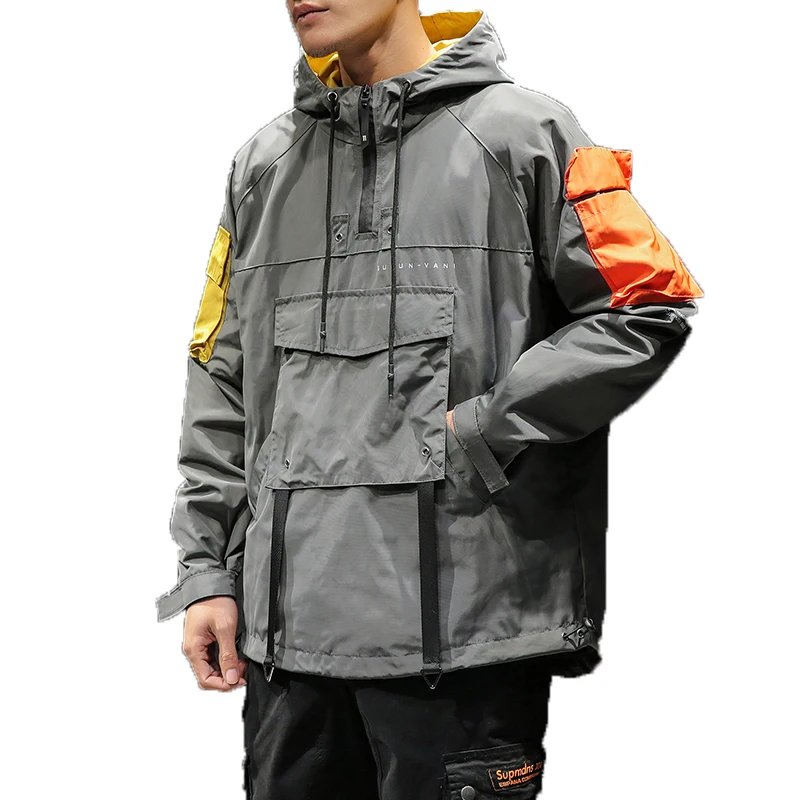 Spring Hip Hop Hooded Patchwork Mens Jacket Coat Male Hoodies coats 2019 Men Black Couple Streetwear Hoody bomber jacket M-5XL