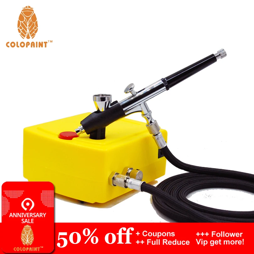 

Mini Airbrush Compressor Kit For Nail Tattoo Makeup Body Paint Hobby Cosmetics