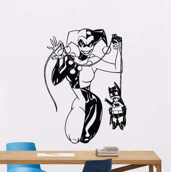 

Harley Quinn Killed Bat Wall Sticker Comics Superhero VInyl Decal Teen Room Club Home Interior Decor Removable Mural