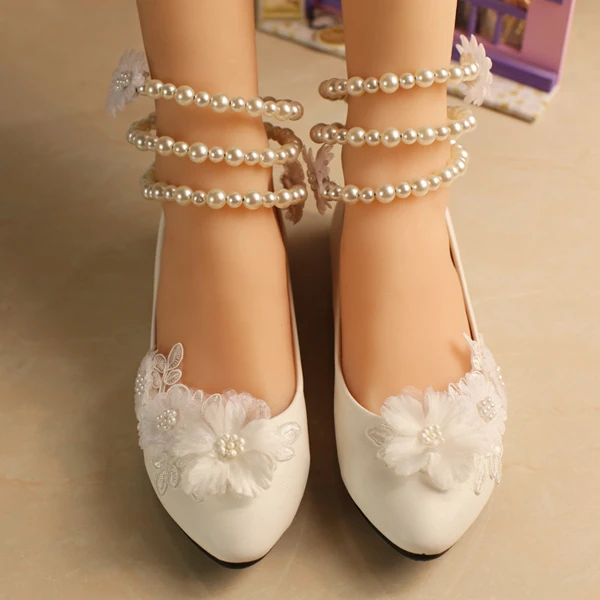 flor talón plano zapatos de boda mujeres moda niña flores tobillo