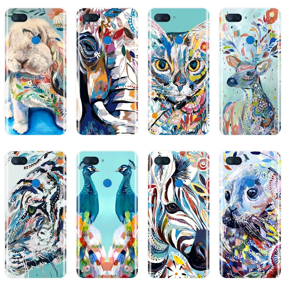 

Phone Case For Xiaomi Mi A1 A2 8 SE Lite Soft Silicone Art Rabbit Cat Tiger Back Cover For Xiaomi Mi 5 5C 5S 5X 6 6X Plus Case