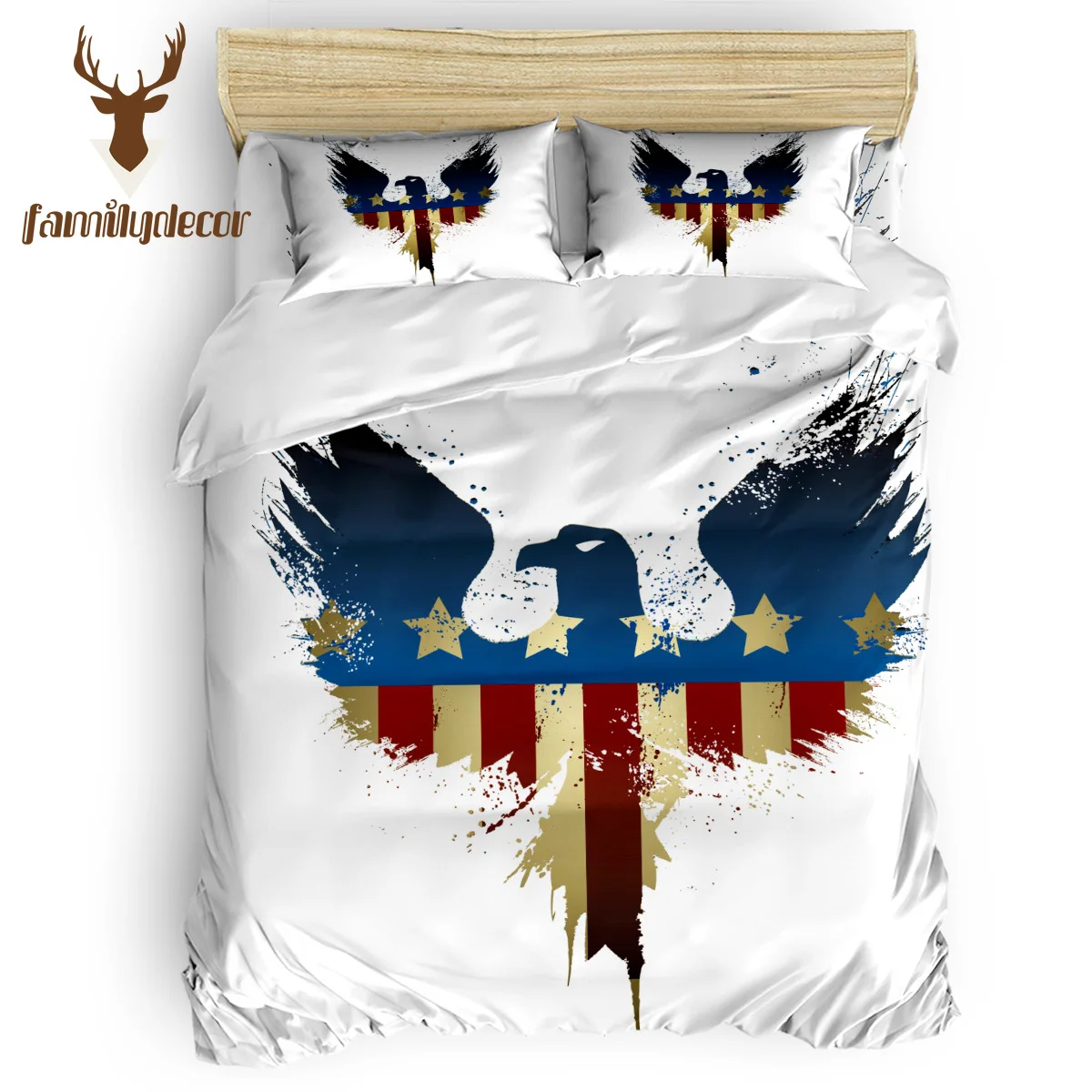 

FamilyDecor American Flag Eagle Pattern Bedding Set Luxury Comforter Bedding Sets 3D King Size Red Blue Cotton DHL Free Shipping