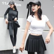 Йога набор Для женщин Спортивная одежда для фитнеса тренировки куртки футболки бюстгальтеры юбки брюки спортивной спортивную одежду эластичные тренировочные костюмы