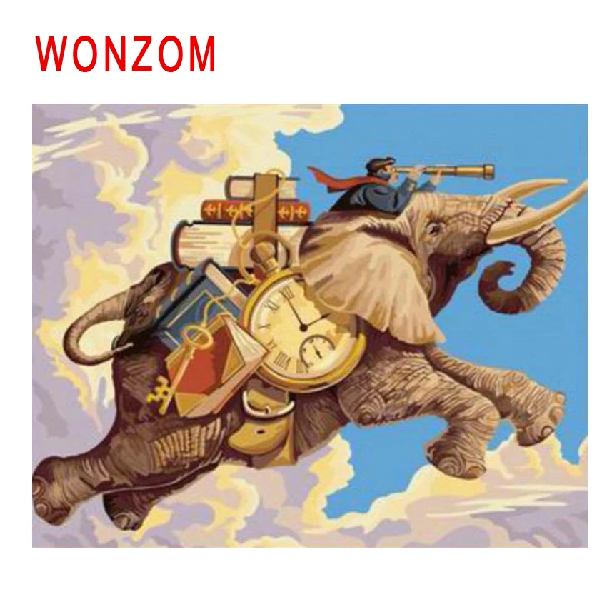 WONZOM слон Летающая краска для раскрашивания по номерам абстрактная животная