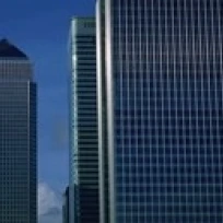 Skyscrapers in a city  Canary Wharf  London  England Poster Print (18 x 7)