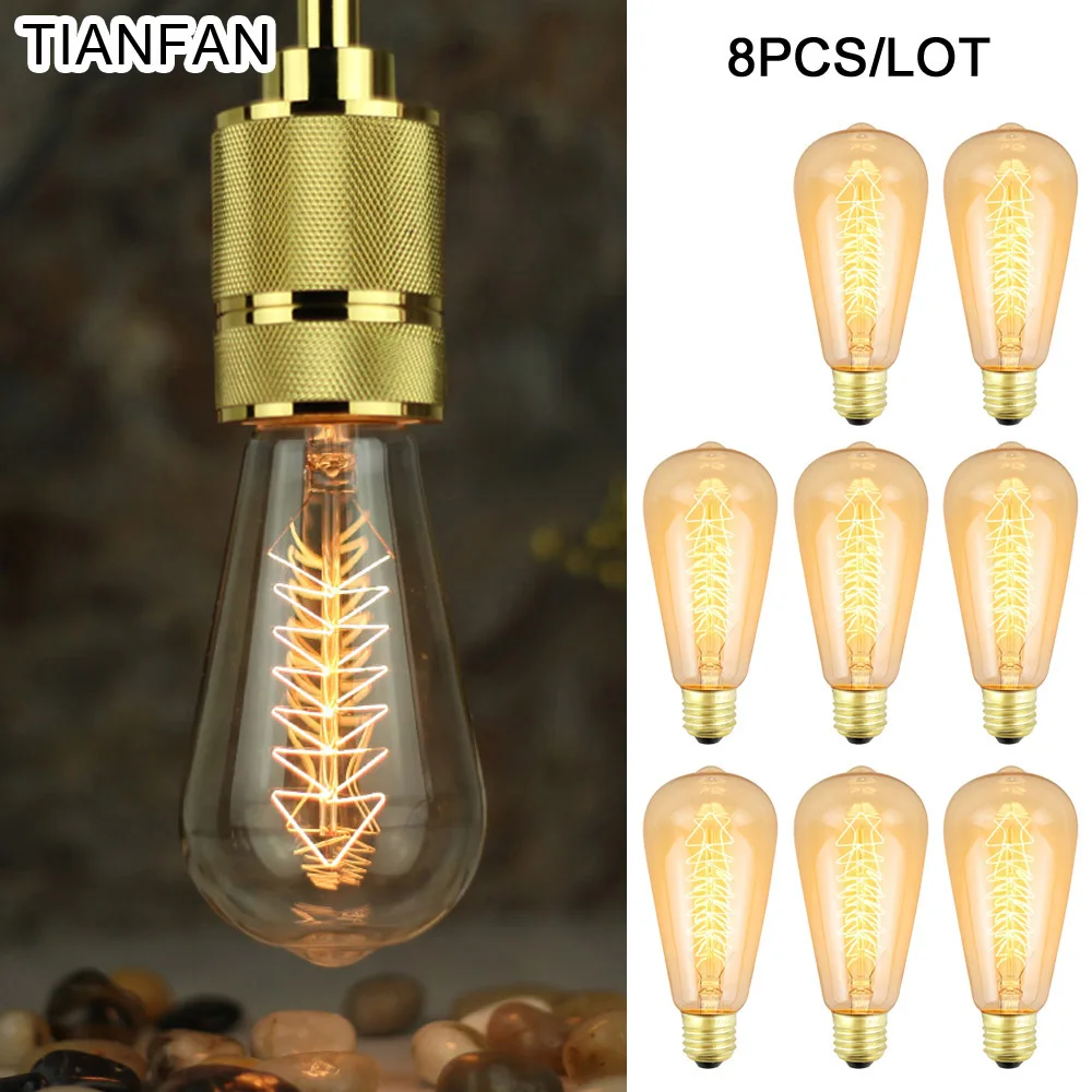 8pcs/lot ST64 Christmas tree Vintage Edison bulb E27 220V 40W antique