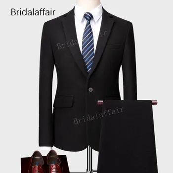

Wonderful Classic Black Men Suit Set Formal Notch Lapel Bridegroom Tuxedos Prom Weddding Suits For Mens 2Pcs 2018 (Jacket+Pants)