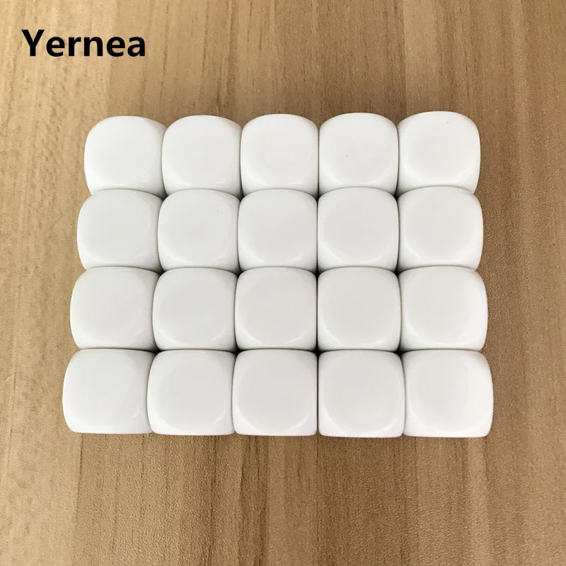 

Yernea 25Pcs White 18mm Blank Dice Acrylic Rounded Corner D6 Blank RPG Dice Can Write and DIY Carving Children Teaching Dice Set