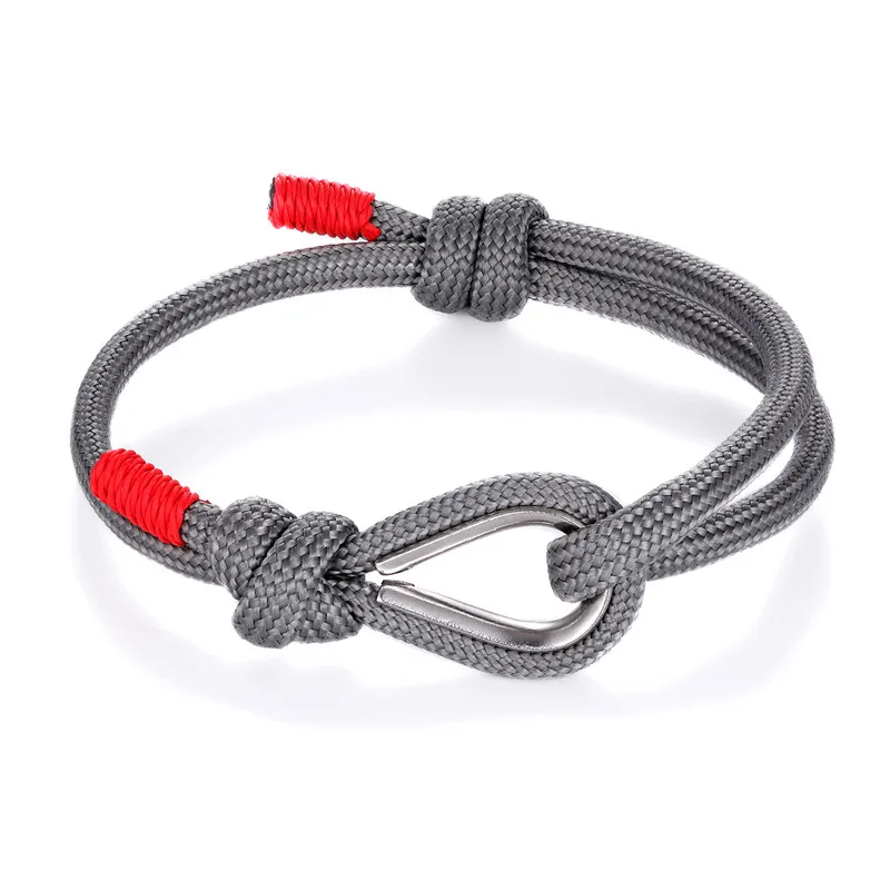 Новая мода темно Coloful высокое качество веревка браслет для мужчин Lover Lucky обёрточная бумага выживания браслеты для женщин пара подарок homme дропшиппинг - Окраска металла: Gray