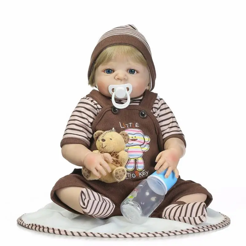 

Blue Eyes Reborn Dolls Baby Simulation Doll Children Lifelike Toys Washable Full Silicone Toy Child Early Education Best Gifts