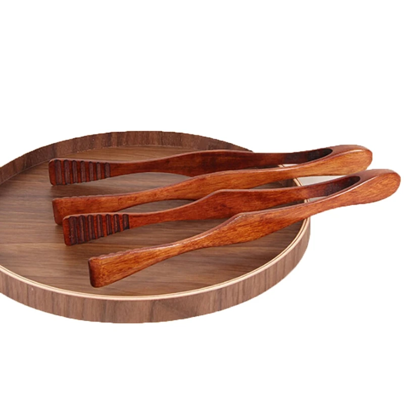 

Bamboo Cooking Kitchen Tongs Food BBQ Tool Salad Bacon Steak Bread Cake Wooden Clip home kitchen Utensil