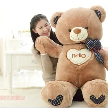 Милый бант плюшевый мишка кукла сердце Привет, медведь плюшевая игрушка кукла подарок на день рождения коричневый около 110 см
