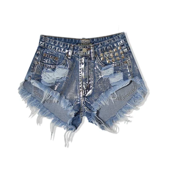 

Summer jean shorts for woman high waisted shorts women beach rivert ripped casual sexy denim biker shorts plus size