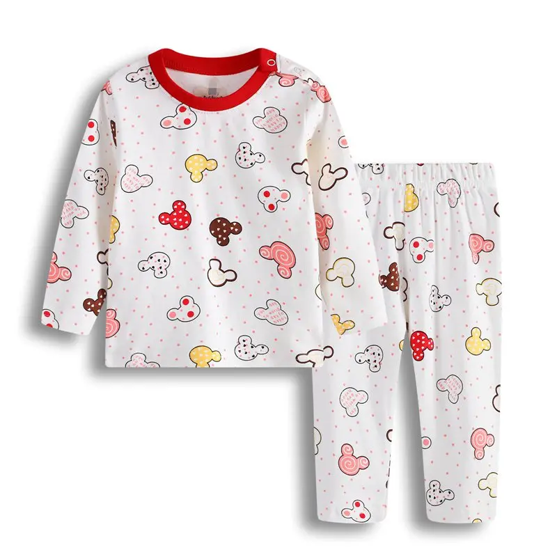 Осень-зима Одежда для маленьких мальчиков и девочек-набор хлопка Дети цветы рыбы самолет принцессы автомобиля пижамы комплект одежды - Цвет: Коричневый