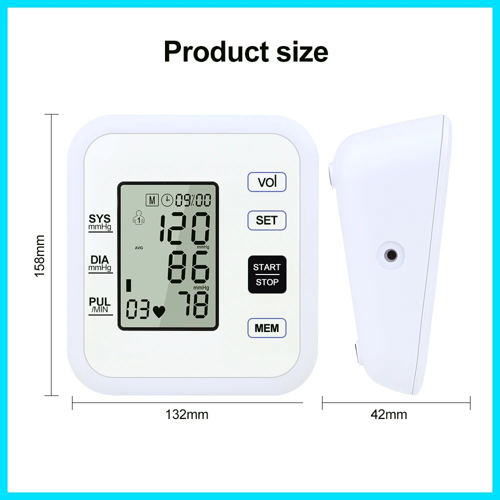 Health Care Arm Blood Pressure Monitor Heart Beat Rate Pulse Meter Tonometer Sphygmomanometers pulsometer RZ205