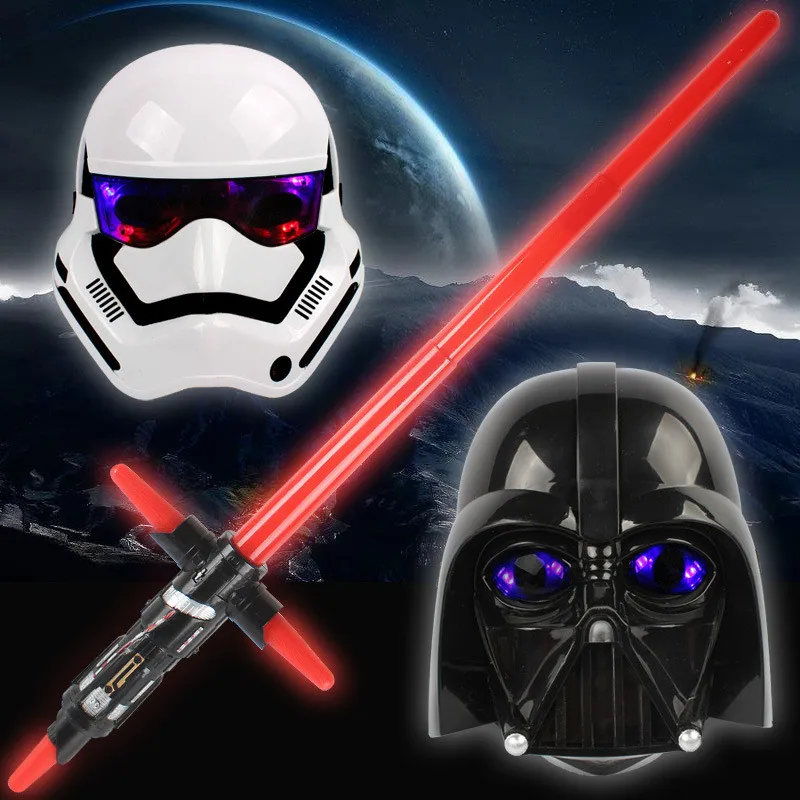 New 1PCS Star Wars light sword mask LED lamp telescopic Cosplay weapon sword action chart luminescence