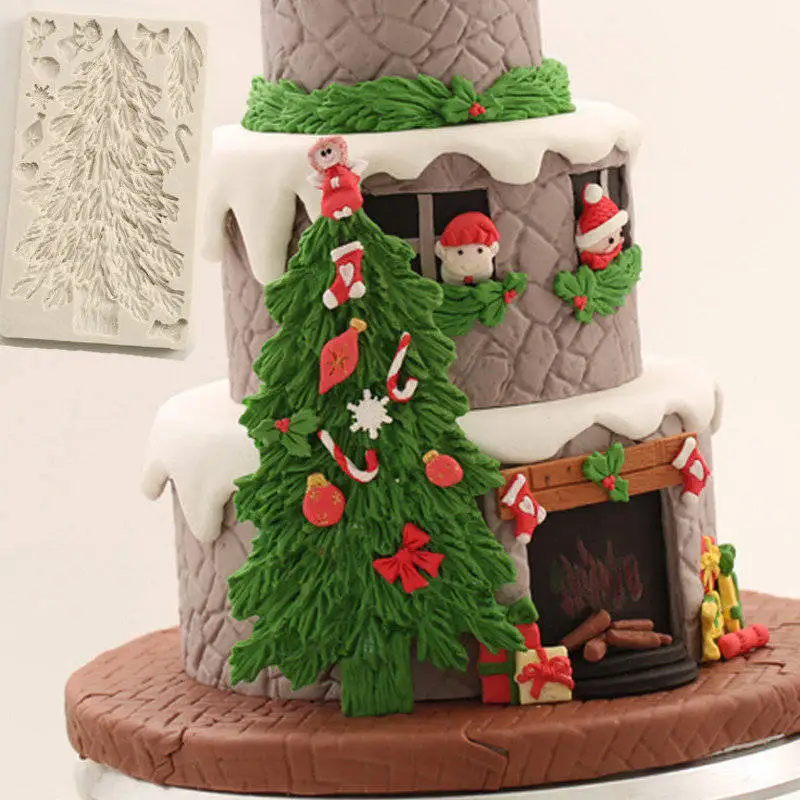 

New Hot Sell Santa Claus Christmas Tree Silicone Mold Fondant Mould Cake Decor Tool Chocolate Mold Kitchen Gadget