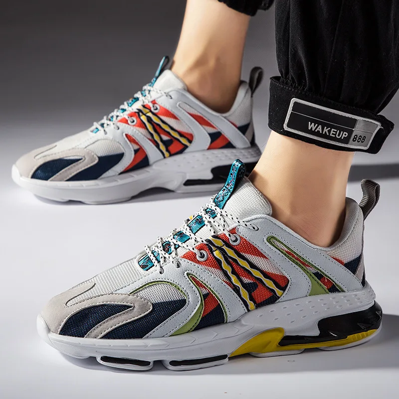 

Men Sneakers Color Matching Platform Heightening Shoes Agan Shoes Four Seasons Men's Shoes Breathable Mesh Sports Zapatillas