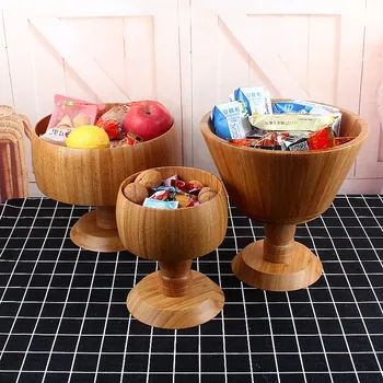 

Bamboo natural manual Fruit snack bowl Living room storage decoration Fruit tray Household Creative Storage basket High bowl